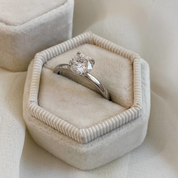 1ct Moissanite Round Solitaire Engagement Ring - Picture 6 of 12